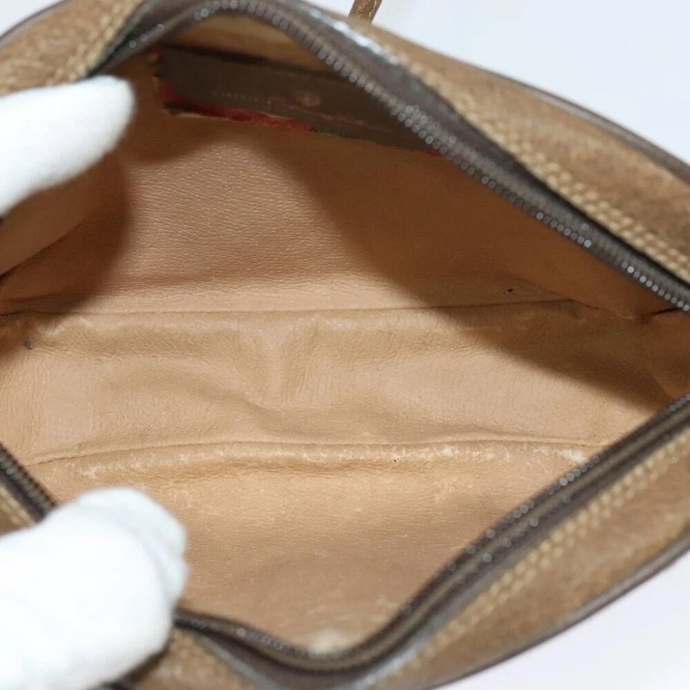GUCCI GG Supreme Web Sherry Line Bag PVC Beige Gold - Picture 12 of 15
